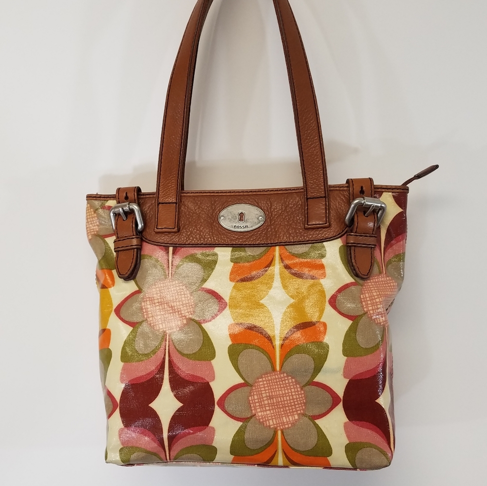 Fossil Bag KeeperTote Shopper Floral Leather/Canva